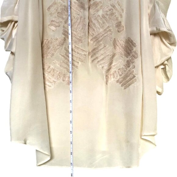 Sachin + Babi 100% silk applique ivory/cream ruched sleeves tunic top - Picture 9 of 16
